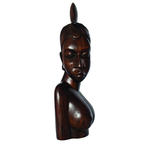 Exquisite Fulani Jonge Vrouwen Ebbenhout Gesneden Sculptuur, Guinee, 1960S