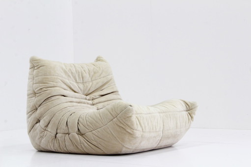Original Vintage Togo Ligne Roset fauteuil beige tissu