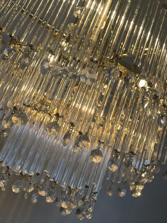 Image 1 of Art deco stijl hanglamp vintage kristallen staafjes bijzondere kwaliteit 