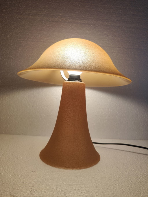 Lámparas de mesa vintage con forma de hongo amarillo, década de 1970