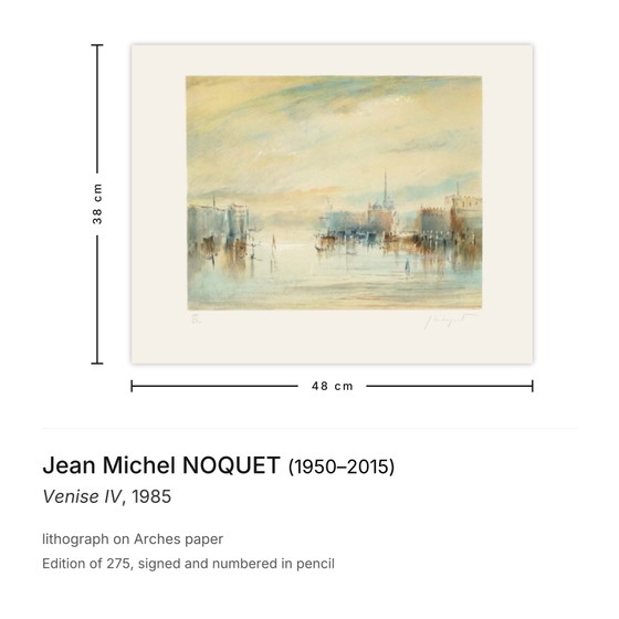 Jean Michel NOQUET Lithographie Signée Venise IV 1985 – Lithographies et sérigraphies, Paper (photo 3 of 5)