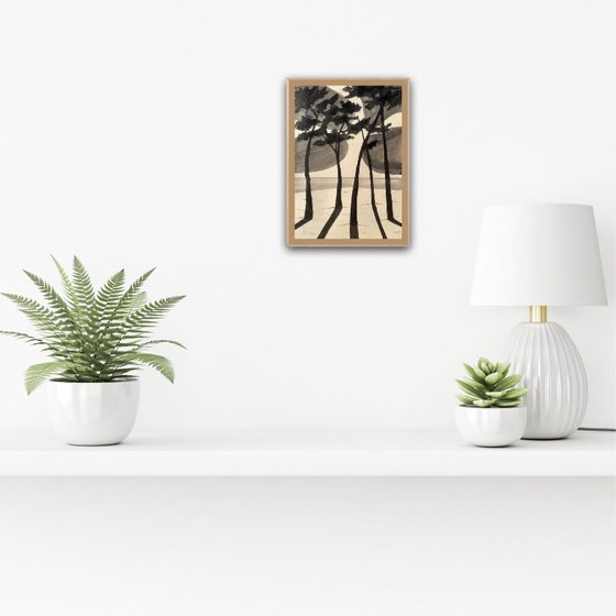 Image 1 of Oost-Indische inkt op natuurlijk papier. Formaat 30x21 cm.