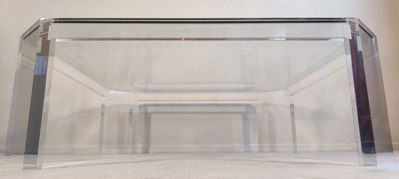 Image 1 of Wunderschöner großer quadratischer ATHENA-Couchtisch aus Acrylglas und Glas, entworfen von David Lange