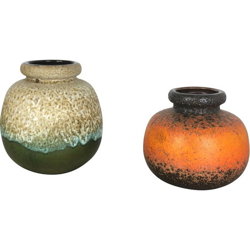 Paire de vases en poterie vintage de Scheurich, Allemagne 1970