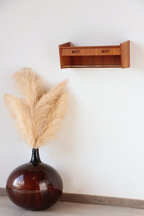 Image 1 of Vintage Swedish teak wall console – 1950s design