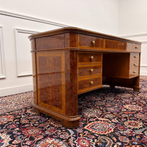 Antique Classic Italian Desk with Back Panel – Wood, Brass (photo 6 of 20)