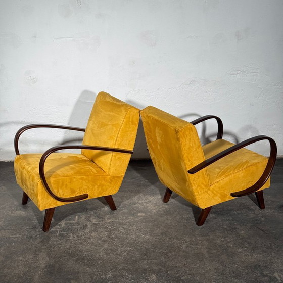 Een paar Jindrich Halabala Type C fauteuils, volledig gerestaureerd, jaren 1930. – Jindřich Halabala, Velvet (photo 10 of 17)