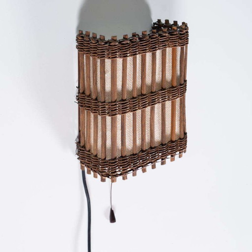 Japandi Wall lamp 70s boho wall scone rattan