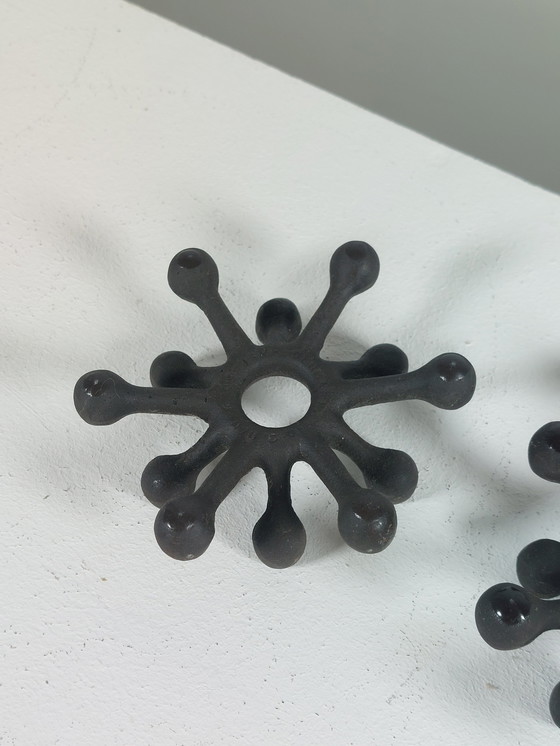 Image 1 of Pair of vintage mid-century Jens Quistgaard metal candlesticks, Denmark