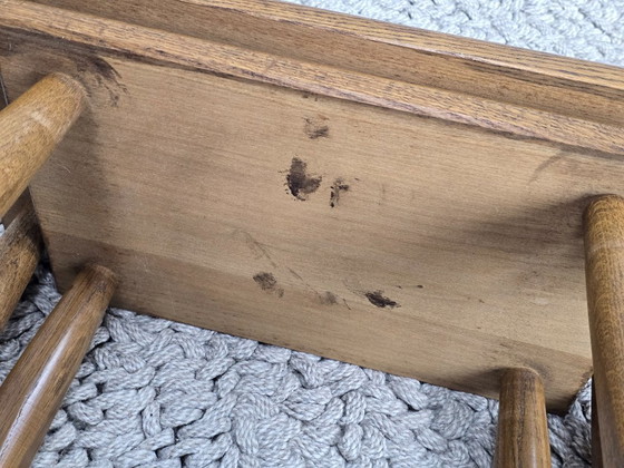 Image 1 of Tavolini/sgabelli rettangolari in rovere massello con influenze brutaliste Wabi Sabi, set di 3, anni '60.