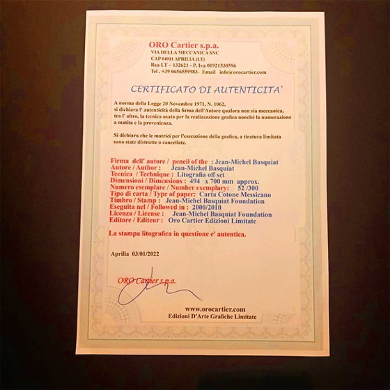 Image 1 of Lithographie en édition limitée de Jean-Michel Basquiat, numérotée au crayon.