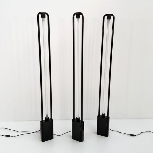Black Uno Neon Lamp by Gian N. Gigante for Zerbetto, 1980s