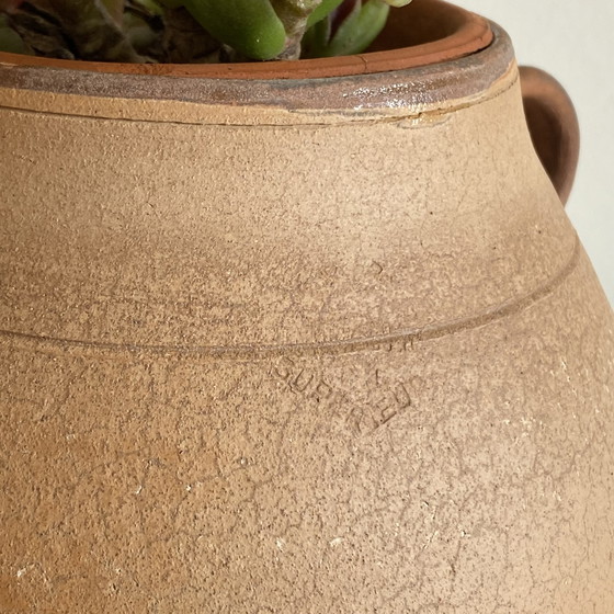 Image 1 of Pequeña olla de cerámica para cocinar de terracota de gres antiguo