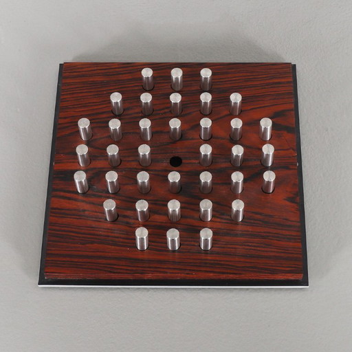 Solitaire spel in aluminium en palissanderhout.