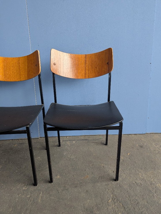Image 1 of 3x midcentury stoel, teak/staal, 1960s