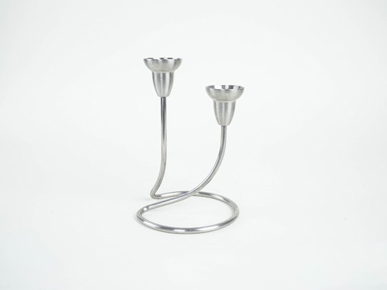 Image 1 of Stahlkerzenständer, dänisches Design, 1970er Jahre, hergestellt von Georg Jensen