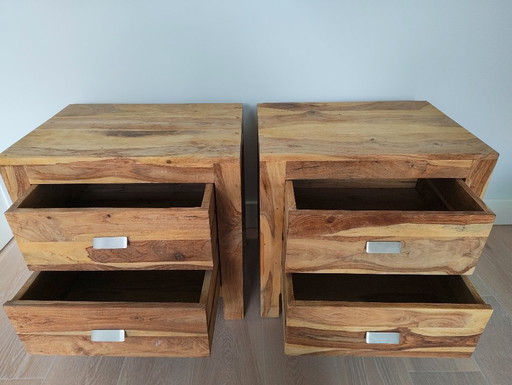 Lot de 2 tables de chevet Wolf Möbel Bois de sheesham