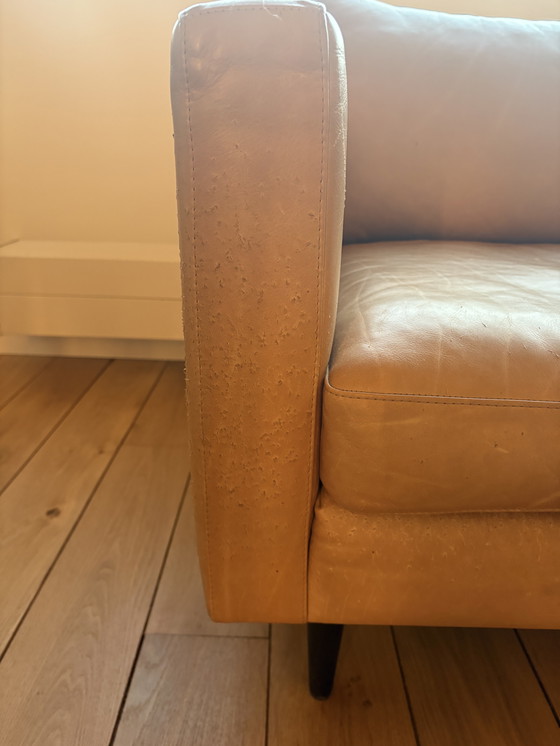 Image 1 of Ochre yellow leather corner sofa