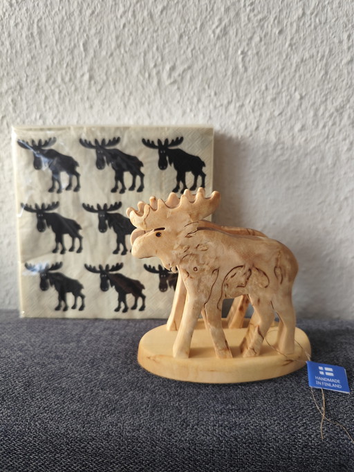 Handmade birchwood napkin holder – moose shape | Finland
