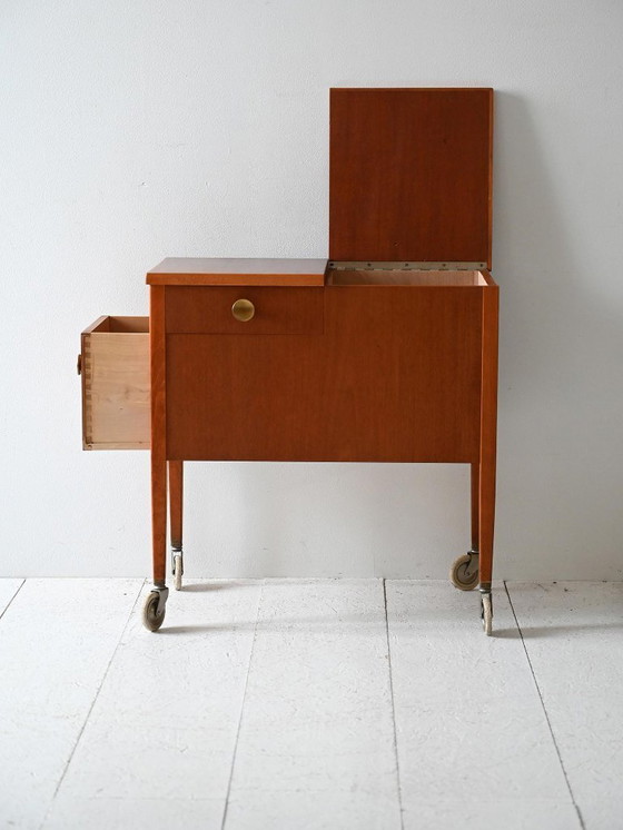 Image 1 of Scandinavian Vintage Mahogany Storage Trolley