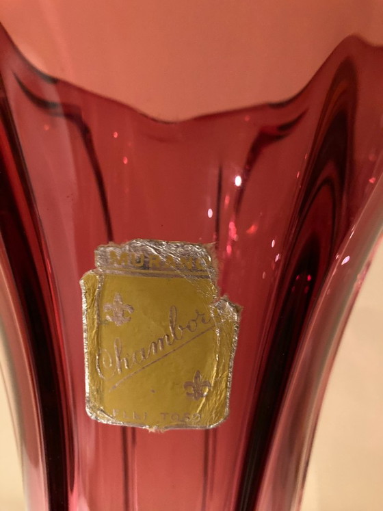Rare large Murano Chambord vase by Fratelli Toso, Murano Glass, Pink (photo 10 of 13)