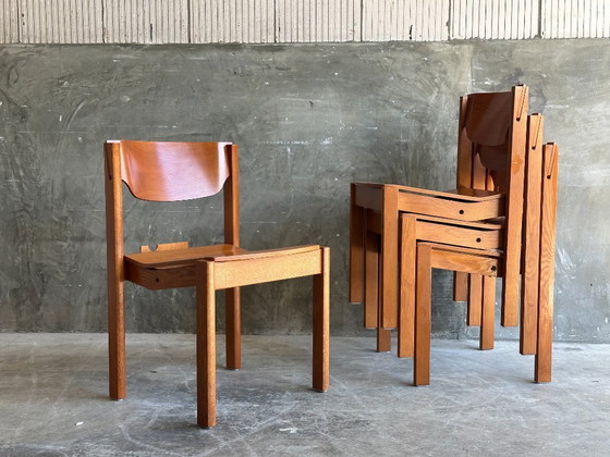 Image 1 of Vintage Scandinavian Oak Chair | Brutalist | 1960s-1970s | Stackable