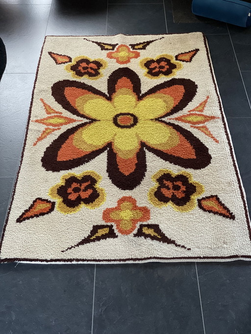 Alfombra vintage con gancho de pestillo Flower Power 