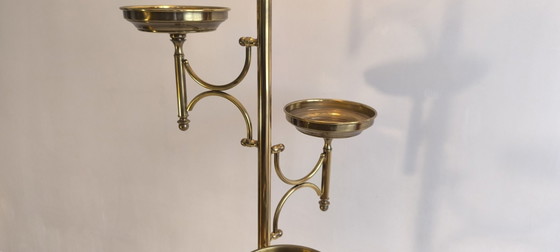 ✨💎 Rare Vintage Postmodern Gilded Brass Floor Light – 3 Saucers – 183 Cm 💎 ✨ (photo 6 of 20)