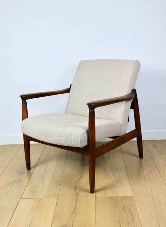 Image 1 of Fauteuil GFM-64, design Edmund Homa des années 70, tissu bouclé beige - 2 exemplaires disponibles