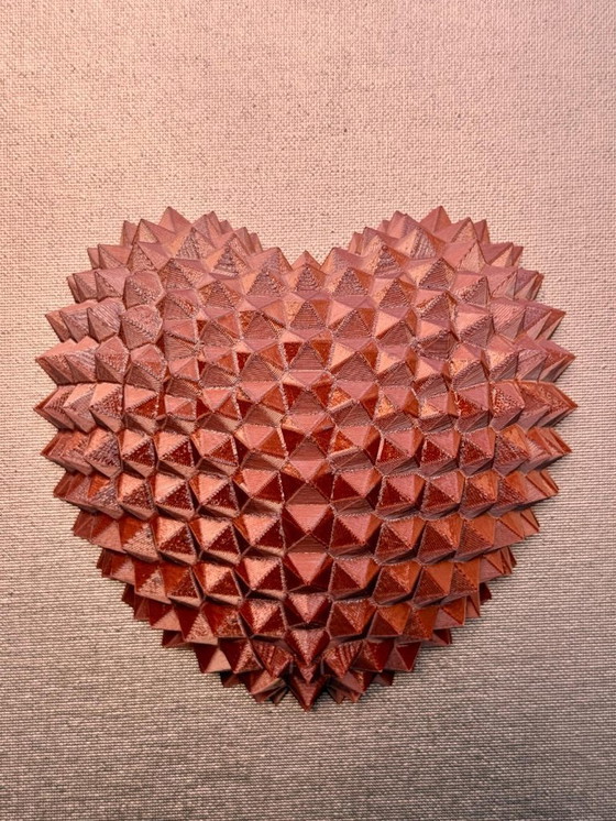 Image 1 of 3D Geometric Heart Wall Art – Bronze Heart