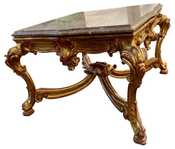 Image 1 of Vergulde houten salontafel, salontafel in Lodewijk XVI-stijl