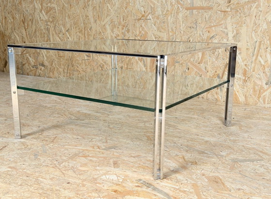 Image 1 of Table basse vintage en chrome et verre des années 1970