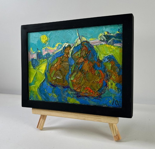 Original Oil Painting Summer Nature Landscape Evening light in the fields