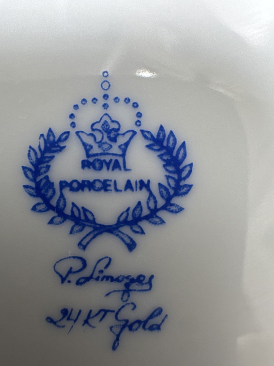 Image 1 of Vintage Sèvres-Style Porcelain Valet Tray / Ashtray – Turquoise & 24kt Gold – 1970s