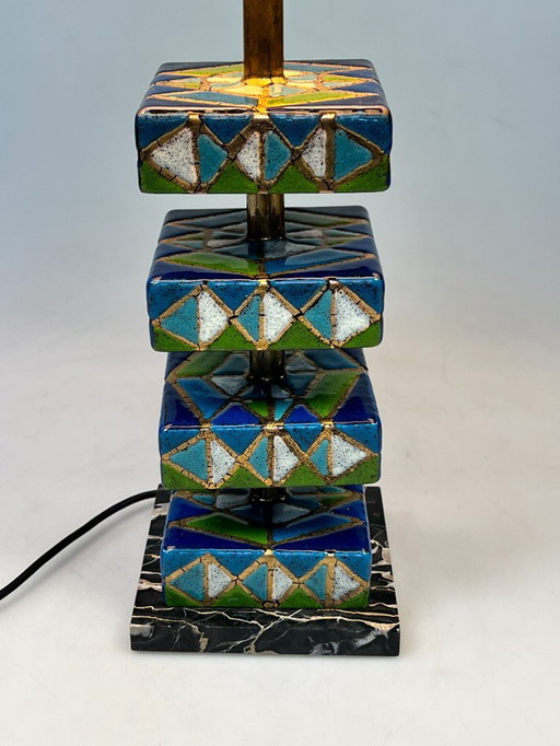 Lampe de table vintage émaillée et colorée, Italie, années 1970