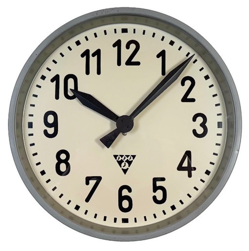 Industrial Factory Wall Clock from Pragotron, 1960s