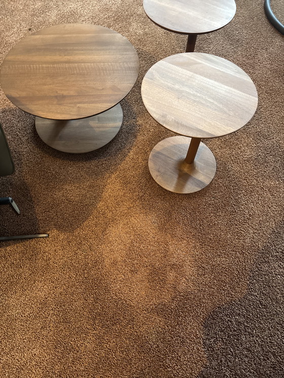 Image 1 of Artisan Bloop coffee table, European walnut in oil. Available in three sizes: two 40x48cm and one 60x35cm.