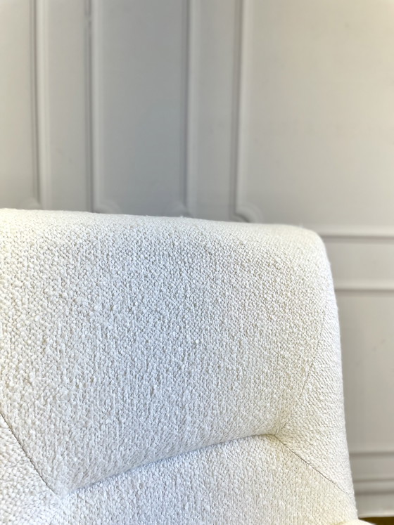 Image 1 of Coppia di poltrone lounge vintage in bouclé bianco – design anni '70