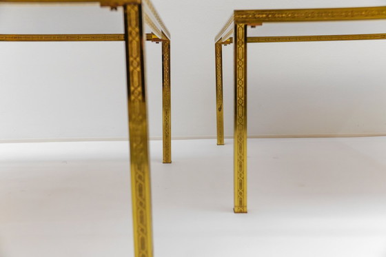 Image 1 of Brass and Smoked Glass Coffee Tables, 1970s, Set of 2