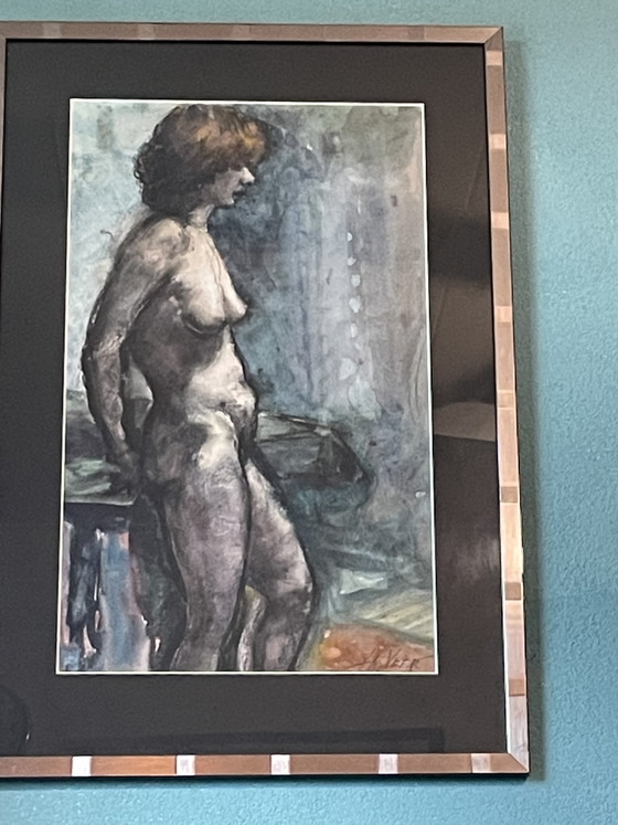 Image 1 of Dos estudios de desnudos enmarcados y firmados por Veer, un conjunto de dos piezas procedentes de una herencia.