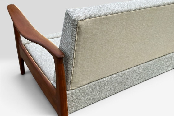 Canapé vintage en teck Eugen Schmidt Soloform et 2 fauteuils – Sofas, Bois, Textile (photo 11 of 13)
