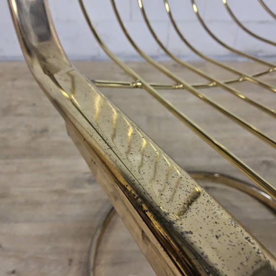 Image 1 of Vintage dining table set with chairs Gastone Rinaldi 70s brass (1970s) mid-century design (Italian design) Hollywood Regency