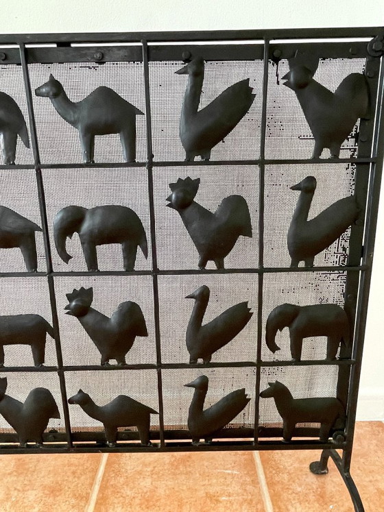 Image 1 of Parascintille in ferro battuto a forma di animale, stile Atelier Marolles, Francia, 1950