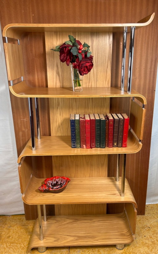 Oak “The Wave” Bookcase – Sculptural Design Statement Modern Design Piece Vintage