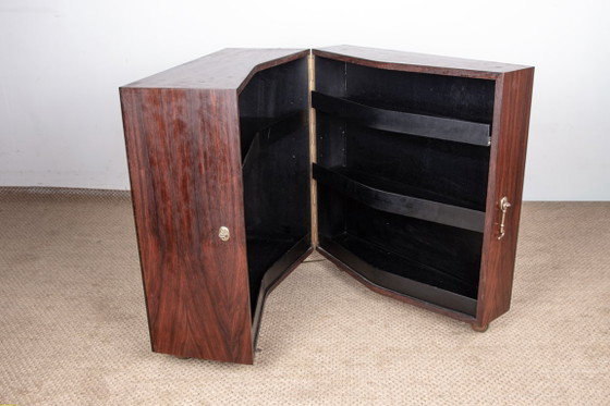 Image 1 of Meuble bar sur roulettes Danois en Palissandre et Laiton par Jorgen Clausen pour Brande Mobelfabrik 1960.