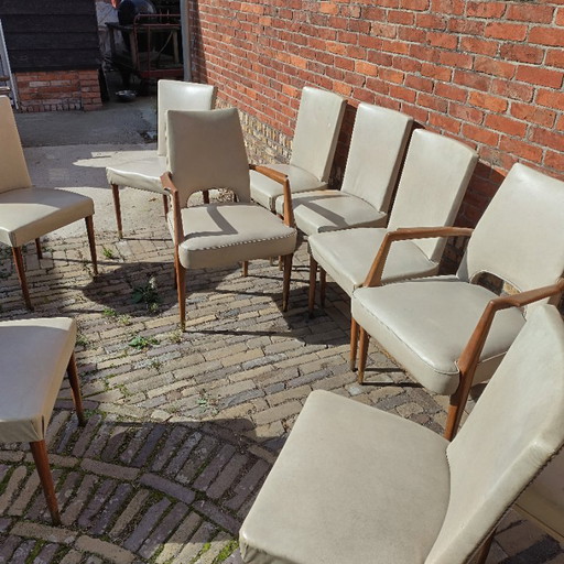 Seltenes 15-teiliges Set De Coene Design-Stühle (1960er Jahre).