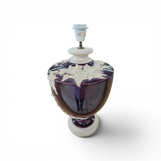 2 x große Kostka florale Keramik Vasenlampe / 1970er / Frankreich – Tischlampen, Ceramic (photo 8 of 12)