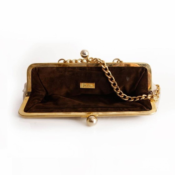 Image 1 of Daslu, pochette portafoglio in pelle trapuntata beige