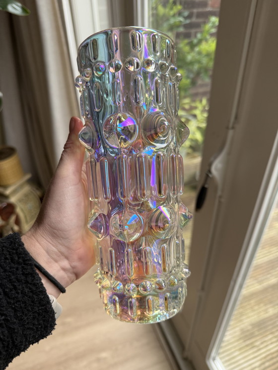 Image 1 of Vintage Sklo union iriserende vaas