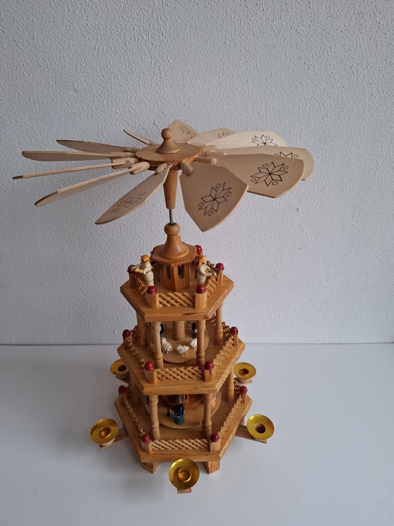 Image 1 of Vintage Christmas pyramid 3 tiers Ore Mountains